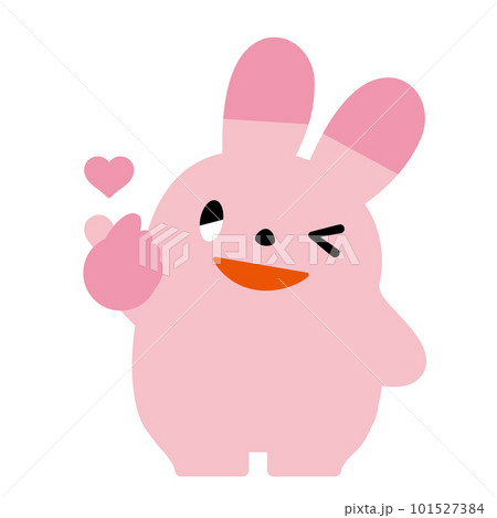 ポジティブなウサギ_指ハート_ウインク 101527384