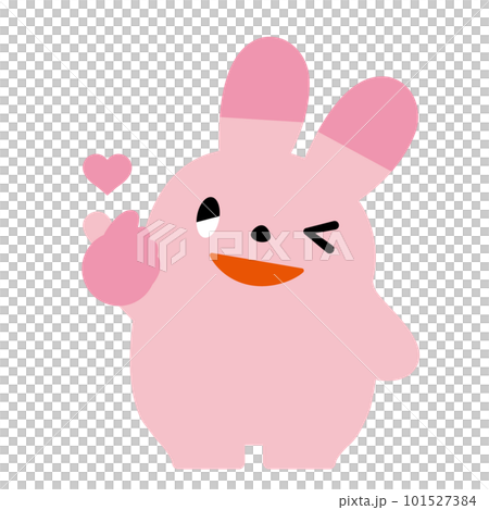 ポジティブなウサギ_指ハート_ウインク 101527384