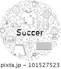 Soccer contour elements in a circle on white 101527523