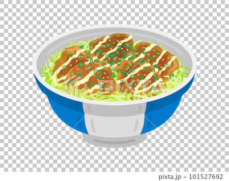 マヨネーズのかかった、唐揚げ丼のイラスト マヨネーズのかかった、唐揚げ丼のイラスト 101527692