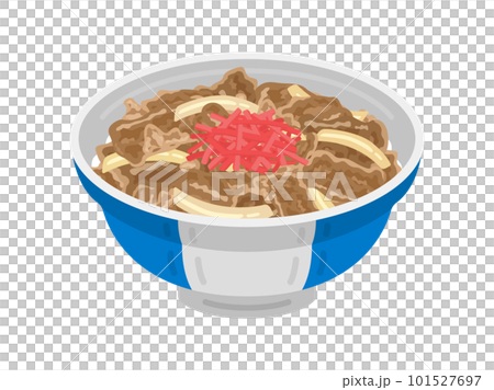 紅生姜をのせた、牛丼のイラスト 101527697