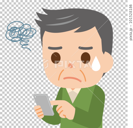 A man who is not used to operating a smartphone 101528186