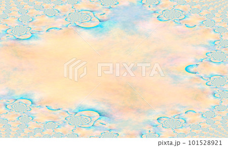 橙色の背景に水色の線で描いたフラクタル画像 101528921