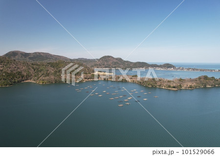 山陰海岸国立公園　久美浜湾の牡蠣だなと大明神岬 101529066