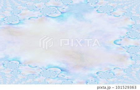 白と薄いピンクと水色の混ざった背景に描かれた花柄のフラクタル画像 101529363