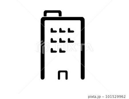 シンプルなビルのアイコン　モノトーン　ピクトグラム　白背景 101529962