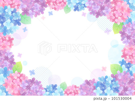 水彩で描いた紫陽花のイラストフレーム 101530004