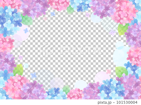 水彩で描いた紫陽花のイラストフレーム 101530004