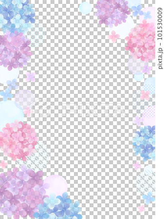 Illustration frame of hydrangea drawn in watercolor 101530009