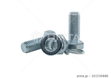 Galvanized bolt, nut with flat and spring nut washers 101530886