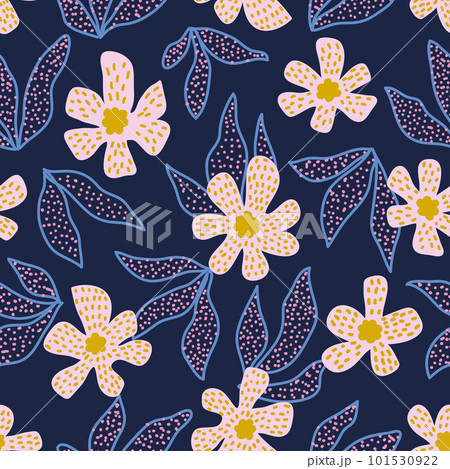 Abstract plants flat vector seamless pattern. Minimalistic foliage and branches texture. Beautiful botanical background. 101530922
