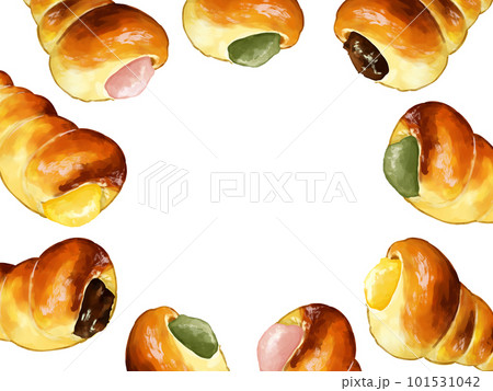 手描き水彩のコルネイラスト長方形フレーム・囲み 101531042