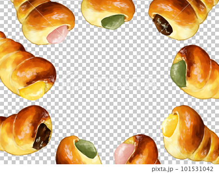 手描き水彩のコルネイラスト長方形フレーム・囲み 101531042