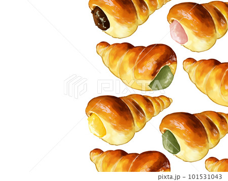 手描き水彩のコルネイラスト長方形フレーム・右 101531043