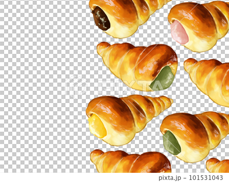 手描き水彩のコルネイラスト長方形フレーム・右 101531043