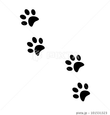 Pads of cat paws. Kitty paw prints. Pets and wild animals. Simple black and white vector isolated on white background Pads of cat paws. Kitty paw prints. Pets and wild animals. Simple black and white vector isolated on white background 101531323