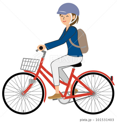 自転車に乗る女性 ヘルメット着用 自転車に乗る女性 ヘルメット着用 101531403