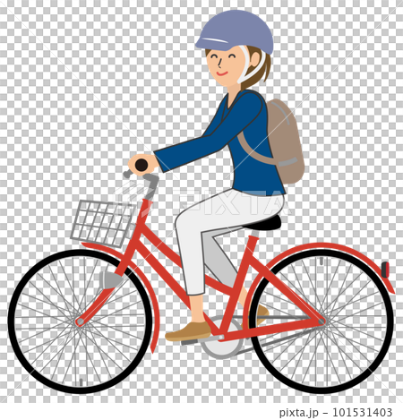 自転車に乗る女性 ヘルメット着用 自転車に乗る女性 ヘルメット着用 101531403
