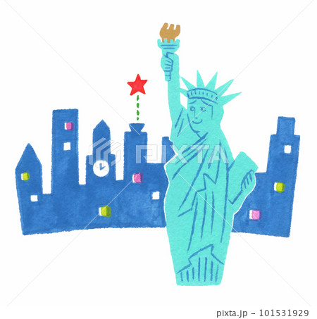 自由の女神像とニューヨーク 101531929