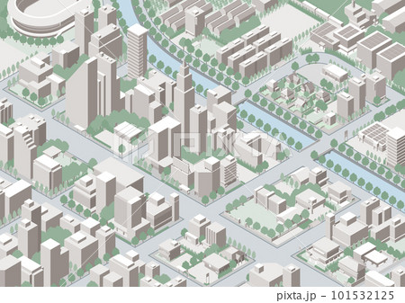 街並みの立体図. 都市の景観.  101532125