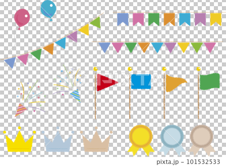 かわいい旗、ガーランドなど運動会におすすめのセットイラスト素材のイラスト素材 [101532533] - PIXTA