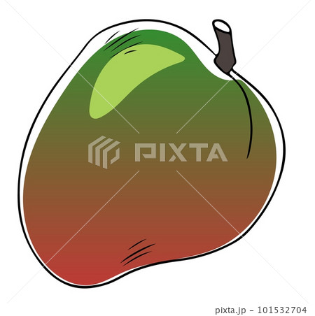 Lineart style vector single red and green mango black outline on white background isolated Lineart style vector single red and green mango black outline on white background isolated 101532704