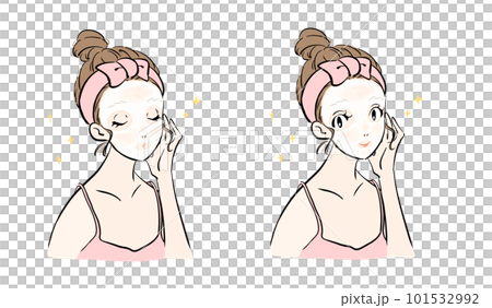 A woman who does skin care with a moisturizing pack 101532992