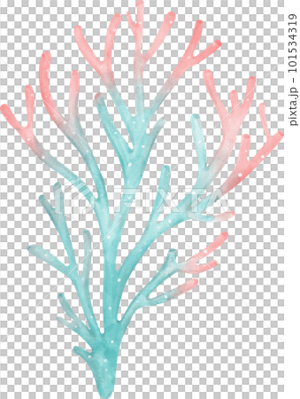 Cute watercolor colourful coral reef cartoon hand painting Cute watercolor colourful coral reef cartoon hand painting 101534319