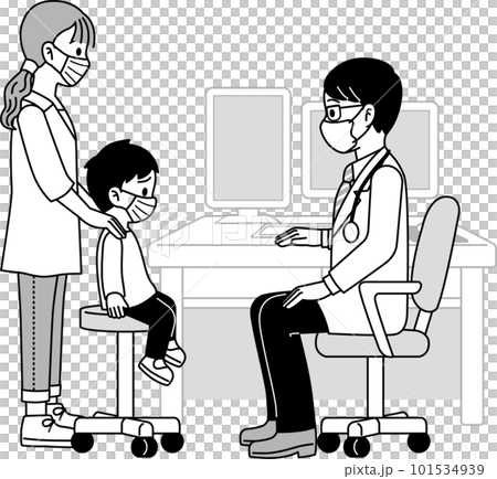 接受體檢的父母和孩子(男孩)單色面具 接受體檢的父母和孩子(男孩)單色面具 101534939