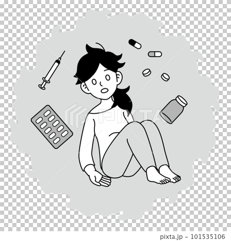 Drug addicted woman monochrome 101535106