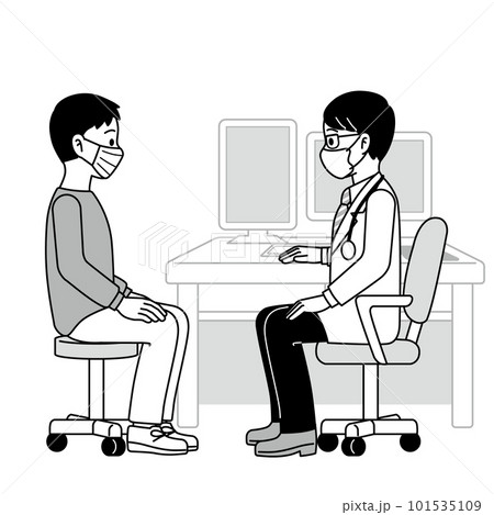 受診する男性 モノクロ マスク 受診する男性 モノクロ マスク 101535109