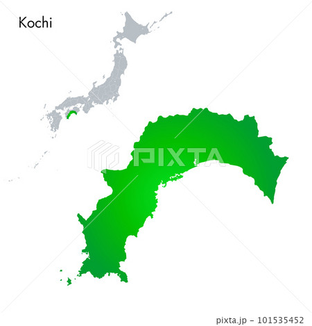 高知県と日本列島地図