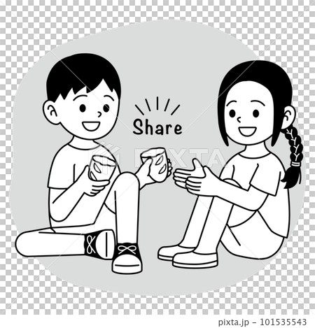 Children sharing bread monochrome Children sharing bread monochrome 101535543
