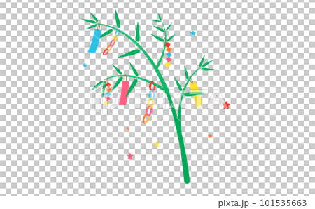 シンプルで使いやすい七夕飾りの笹の葉ベクターイラスト素材単品 101535663