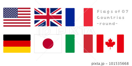 G7サミット参加国の国旗セット(丸みのあるかわいいスタイル) G7サミット参加国の国旗セット(丸みのあるかわいいスタイル) 101535668