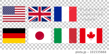 G7サミット参加国の国旗セット(丸みのあるかわいいスタイル) G7サミット参加国の国旗セット(丸みのあるかわいいスタイル) 101535668
