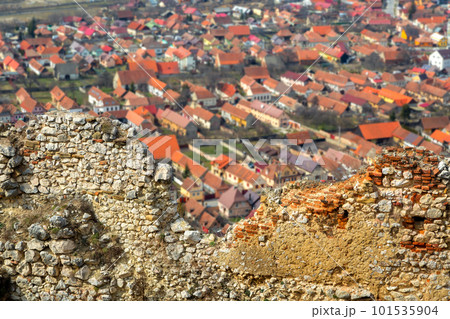 Rasnov Fortress wall and old town view in Romania 101535904
