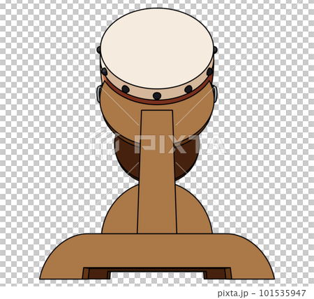 斜めから見たダイナミックな台に乗った和太鼓のイラスト 101535947