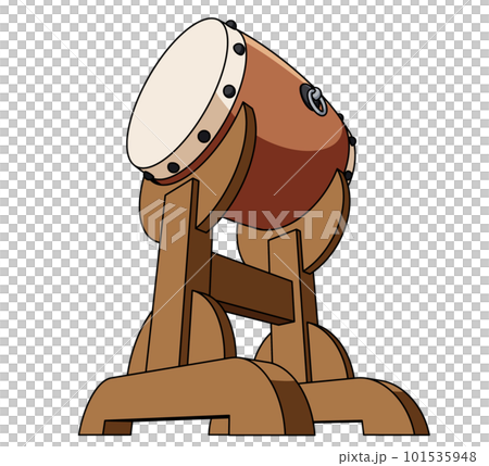 從一個角度看到的動態基座上的日本鼓插圖 101535948