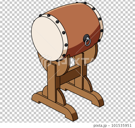 從一個角度看的架子上的日本鼓的插圖 從一個角度看的架子上的日本鼓的插圖 101535951