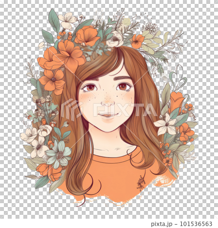 Cute girl with flowers. Cute girl with flowers. 101536563