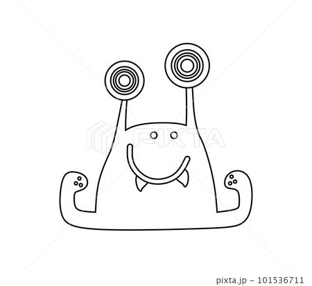 Monster Character Black and White Vector Illustration Coloring Book for Kids 101536711
