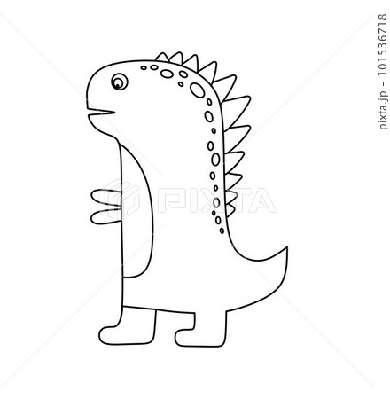 Dinosaur Character Black and White Vector Illustration Coloring Book for Kids 101536718