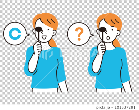 Young woman taking an eye test illustration set 101537291