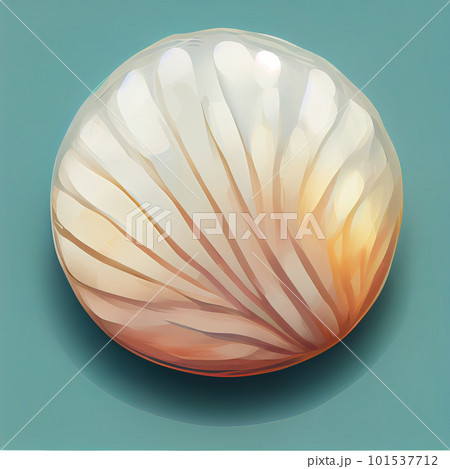Stylized decorative pearl shell on a blue background. A simple illustration. AI-generated Stylized decorative pearl shell on a blue background. A simple illustration. AI-generated 101537712