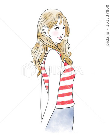 笑顔でこちらをみている若い女性 101537800