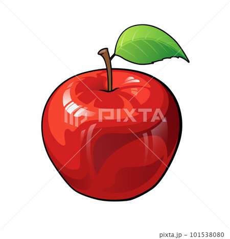 Apple cartoon, Apple with leaf isolate on white background. 101538080