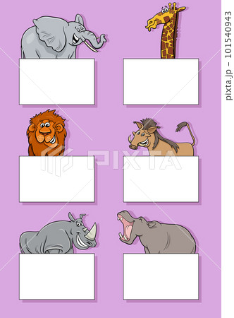 animal characters with cards or banners design set animal characters with cards or banners design set 101540943
