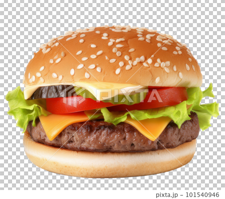 Beef burger isolated. Illustration AI Generative 101540946