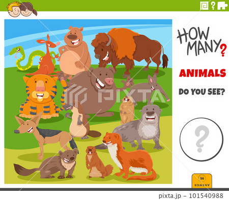 counting cartoon wild animals educational game 101540988